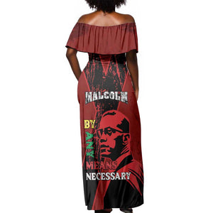 Malcolm X By Any Means Necessary Off Shoulder Maxi Dress Retro Style