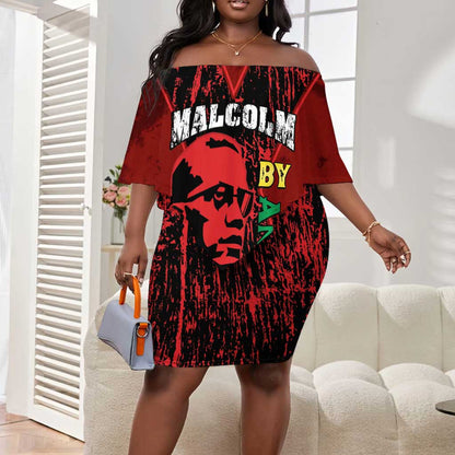 Malcolm X By Any Means Necessary Off Shoulder Short Dress Retro Style