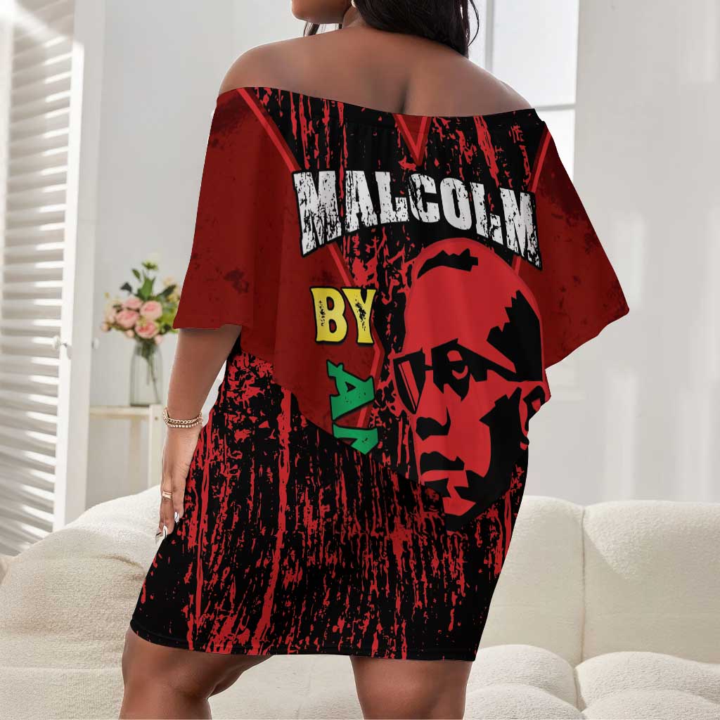 Malcolm X By Any Means Necessary Off Shoulder Short Dress Retro Style