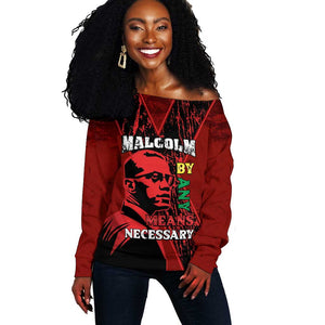 Malcolm X By Any Means Necessary Off Shoulder Sweater Retro Style