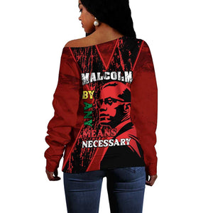 Malcolm X By Any Means Necessary Off Shoulder Sweater Retro Style
