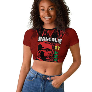 Malcolm X By Any Means Necessary Raglan Cropped T shirt Retro Style