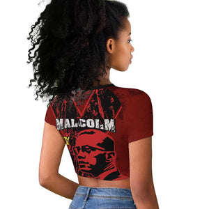 Malcolm X By Any Means Necessary Raglan Cropped T shirt Retro Style
