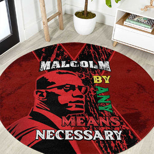Malcolm X By Any Means Necessary Round Carpet Retro Style