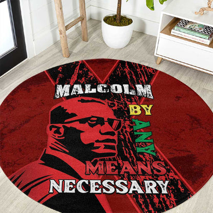 Malcolm X By Any Means Necessary Round Carpet Retro Style