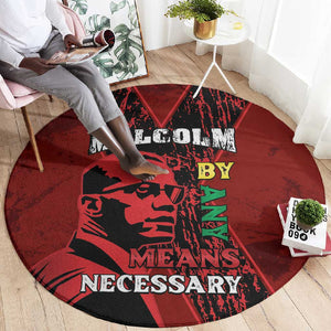 Malcolm X By Any Means Necessary Round Carpet Retro Style