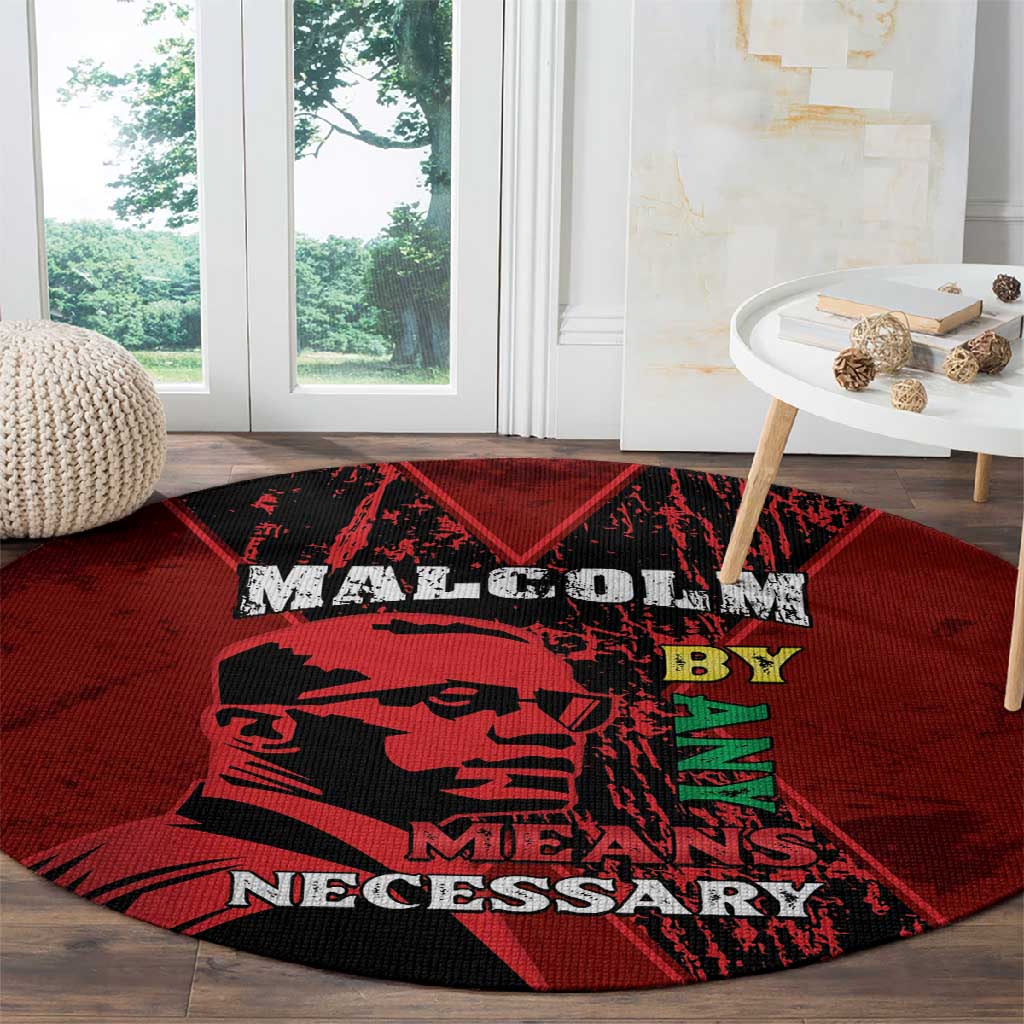 Malcolm X By Any Means Necessary Round Carpet Retro Style