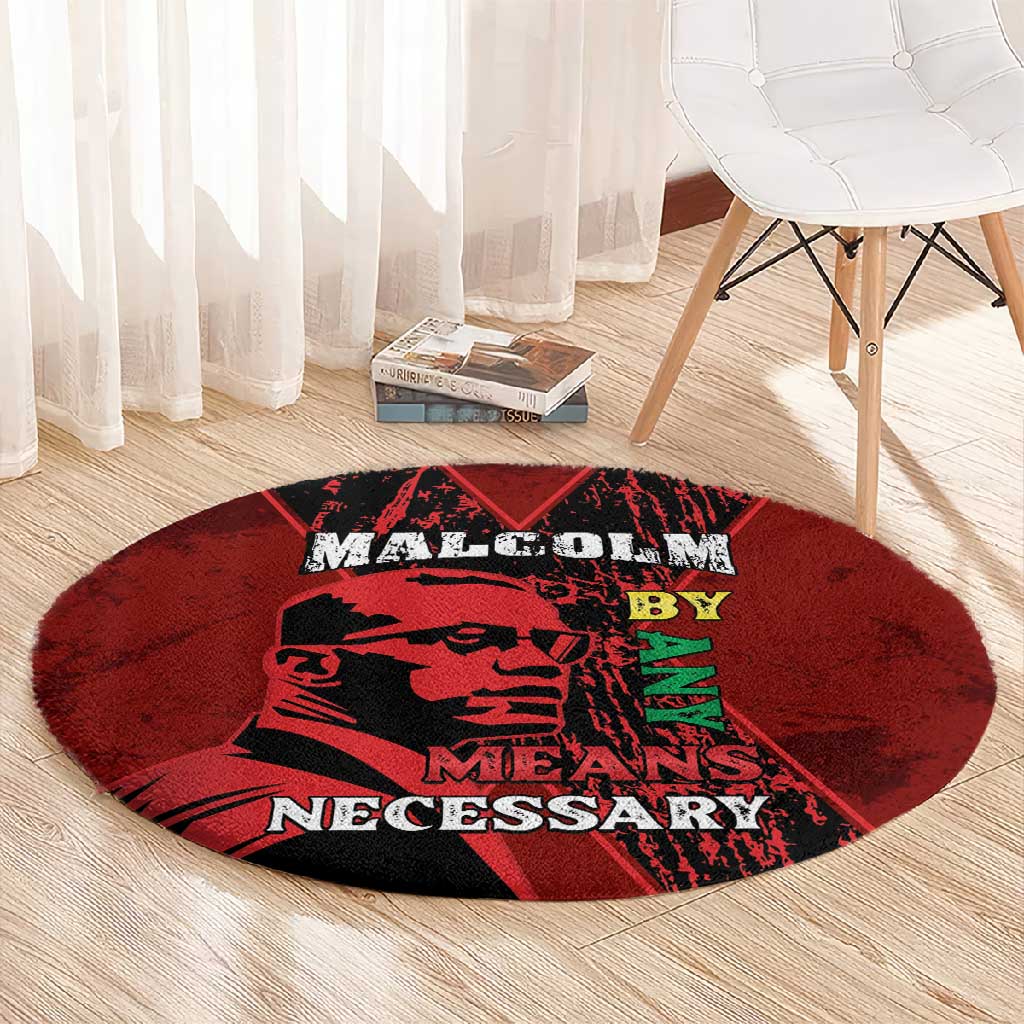 Malcolm X By Any Means Necessary Round Carpet Retro Style