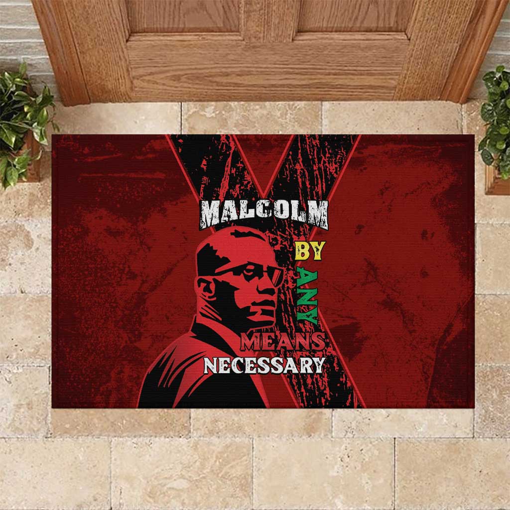 Malcolm X By Any Means Necessary Rubber Doormat Retro Style