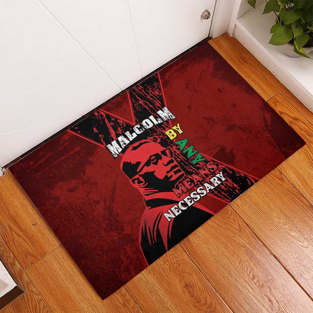 Malcolm X By Any Means Necessary Rubber Doormat Retro Style