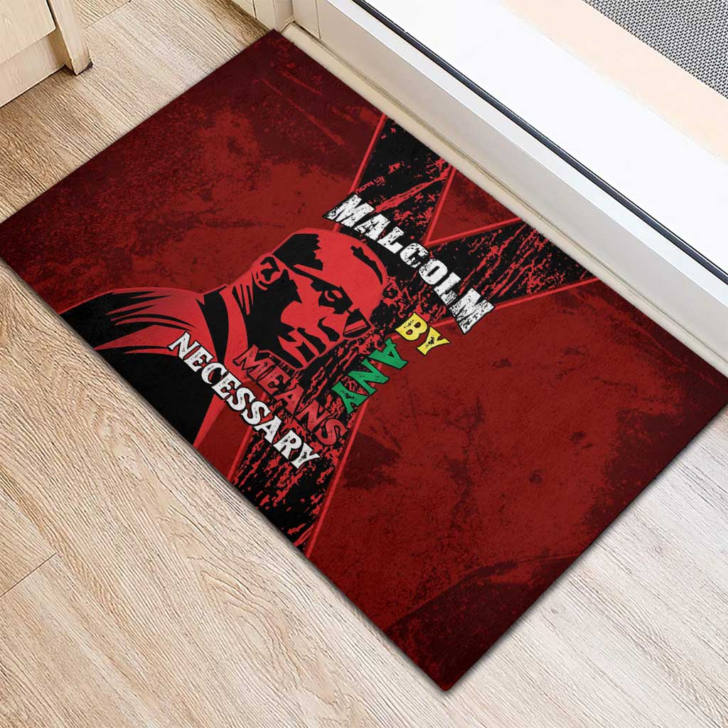 Malcolm X By Any Means Necessary Rubber Doormat Retro Style