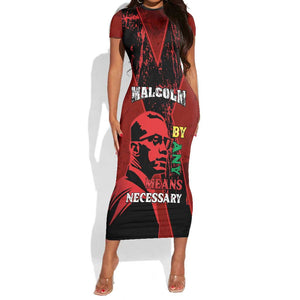 Malcolm X By Any Means Necessary Short Sleeve Bodycon Dress Retro Style LT15