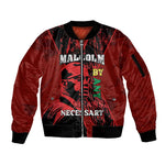 Malcolm X By Any Means Necessary Sleeve Zip Bomber Jacket Retro Style