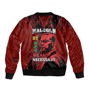 Malcolm X By Any Means Necessary Sleeve Zip Bomber Jacket Retro Style