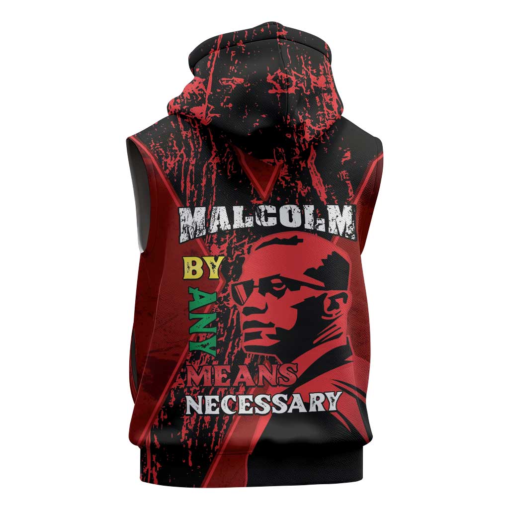Malcolm X By Any Means Necessary Sleeveless Hoodie Retro Style - African Pride