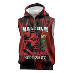 Malcolm X By Any Means Necessary Sleeveless Zip Hoodie Retro Style - African Pride