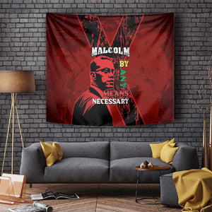 Malcolm X By Any Means Necessary Tapestry Retro Style