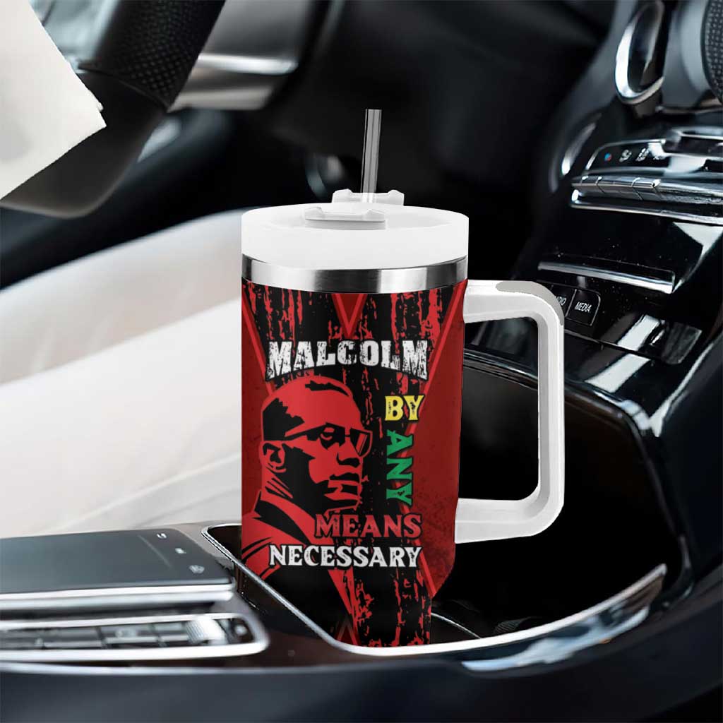 Malcolm X By Any Means Necessary Tumbler With Handle Retro Style