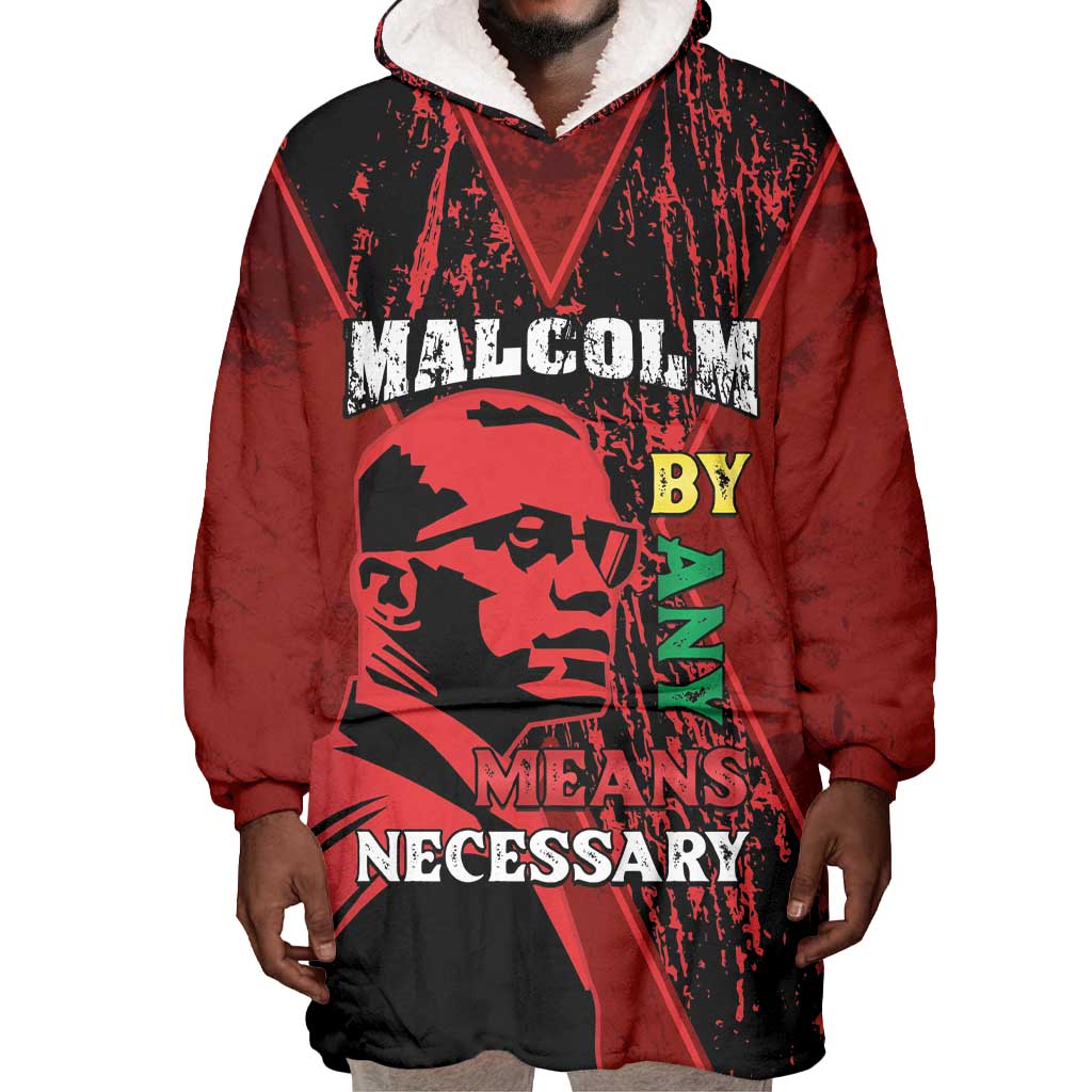 Malcolm X By Any Means Necessary Wearable Blanket Hoodie Retro Style