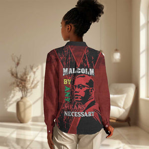 Malcolm X By Any Means Necessary Women Casual Shirt Retro Style
