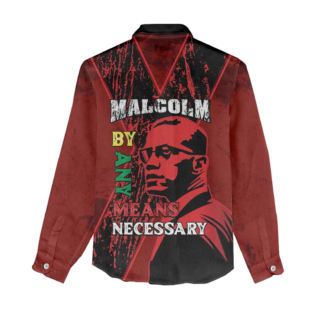 Malcolm X By Any Means Necessary Women Casual Shirt Retro Style