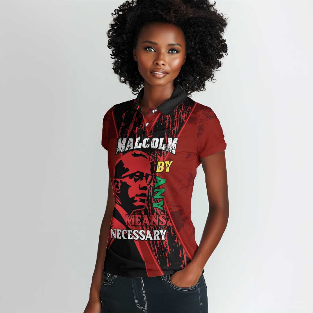 Malcolm X By Any Means Necessary Women Polo Shirt Retro Style