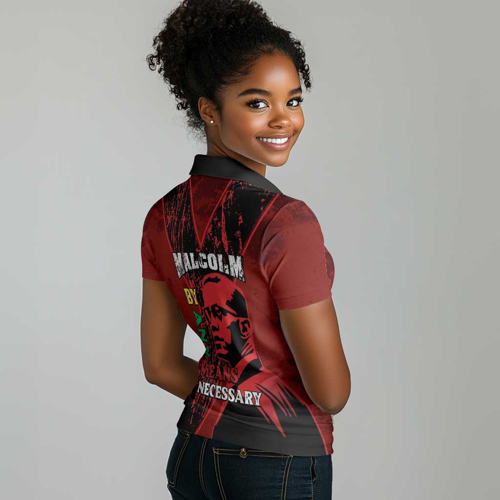 Malcolm X By Any Means Necessary Women Polo Shirt Retro Style