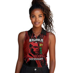 Malcolm X By Any Means Necessary Women Sleeveless Polo Shirt Retro Style