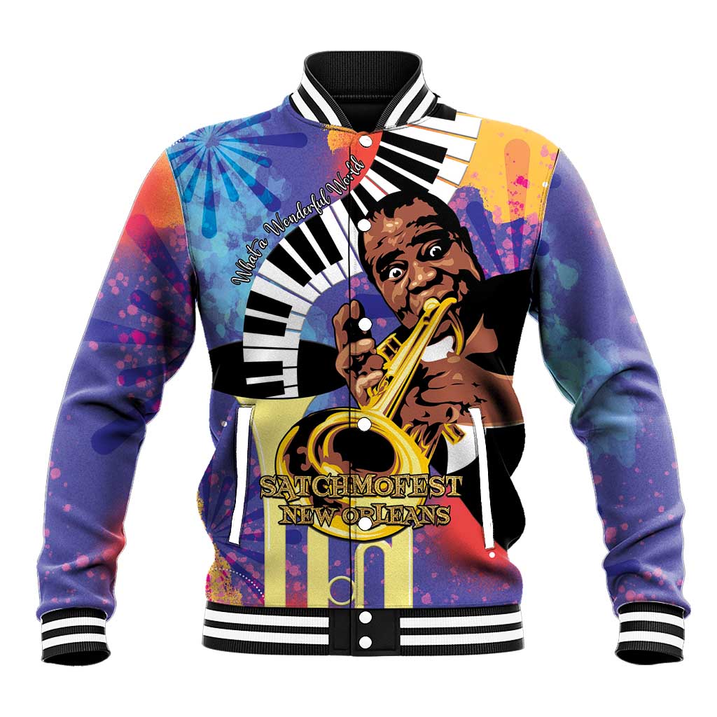 Satchmofest What a Wonderful World Baseball Jacket King Of Jazz SummerFest - African Pride