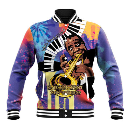 Satchmofest What a Wonderful World Baseball Jacket King Of Jazz SummerFest - African Pride