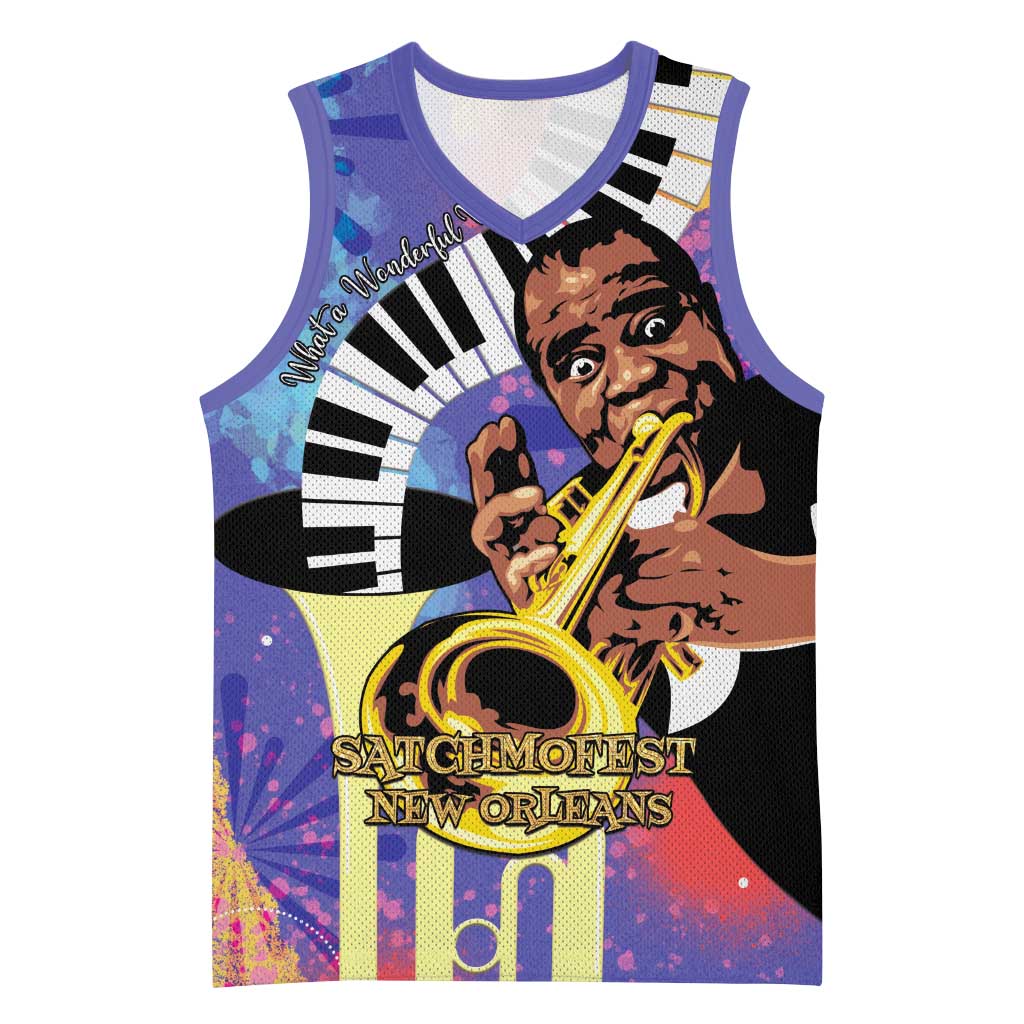 Satchmofest What a Wonderful World Basketball Jersey King Of Jazz SummerFest - African Pride