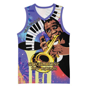 Satchmofest What a Wonderful World Basketball Jersey King Of Jazz SummerFest - African Pride