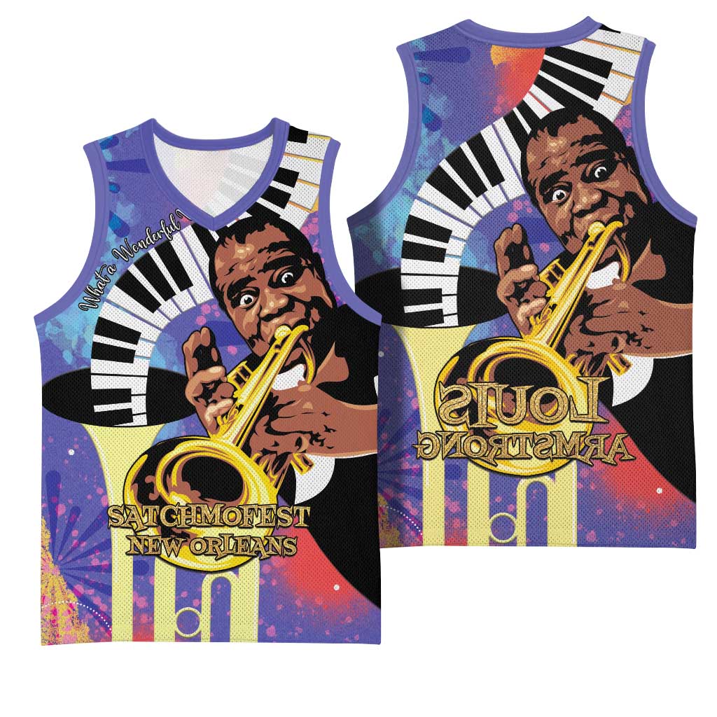 Satchmofest What a Wonderful World Basketball Jersey King Of Jazz SummerFest - African Pride