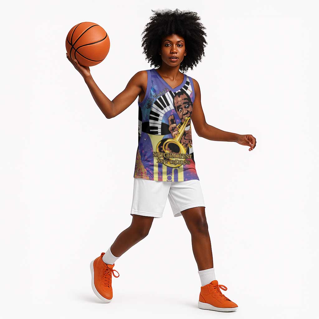 Satchmofest What a Wonderful World Basketball Jersey King Of Jazz SummerFest - African Pride