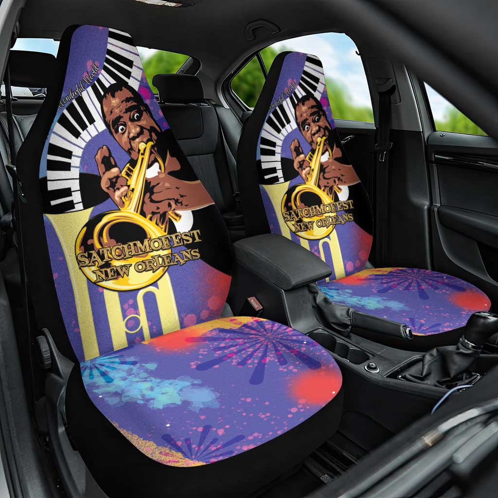 Satchmofest What a Wonderful World Car Seat Cover King Of Jazz SummerFest - African Pride