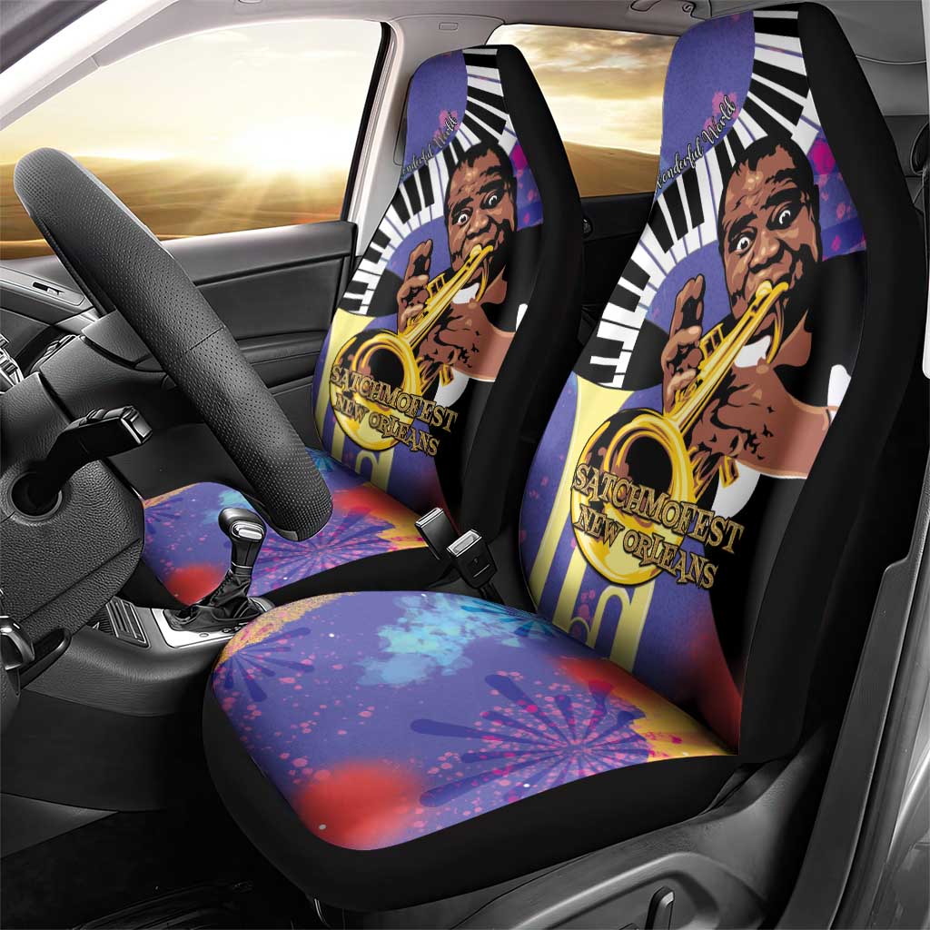 Satchmofest What a Wonderful World Car Seat Cover King Of Jazz SummerFest - African Pride