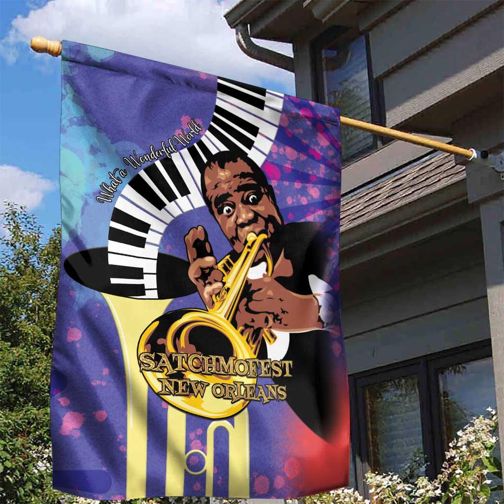 Satchmofest What a Wonderful World Garden Flag King Of Jazz SummerFest - African Pride