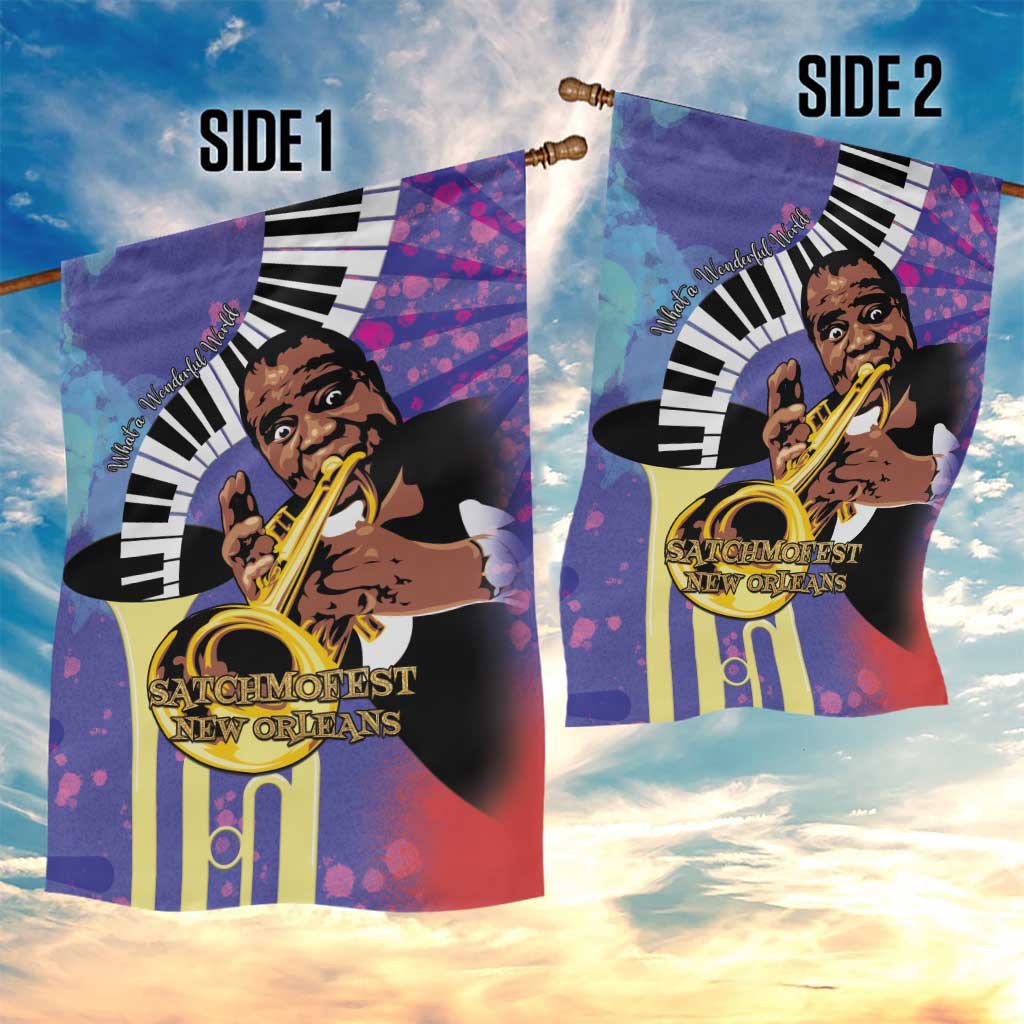Satchmofest What a Wonderful World Garden Flag King Of Jazz SummerFest - African Pride