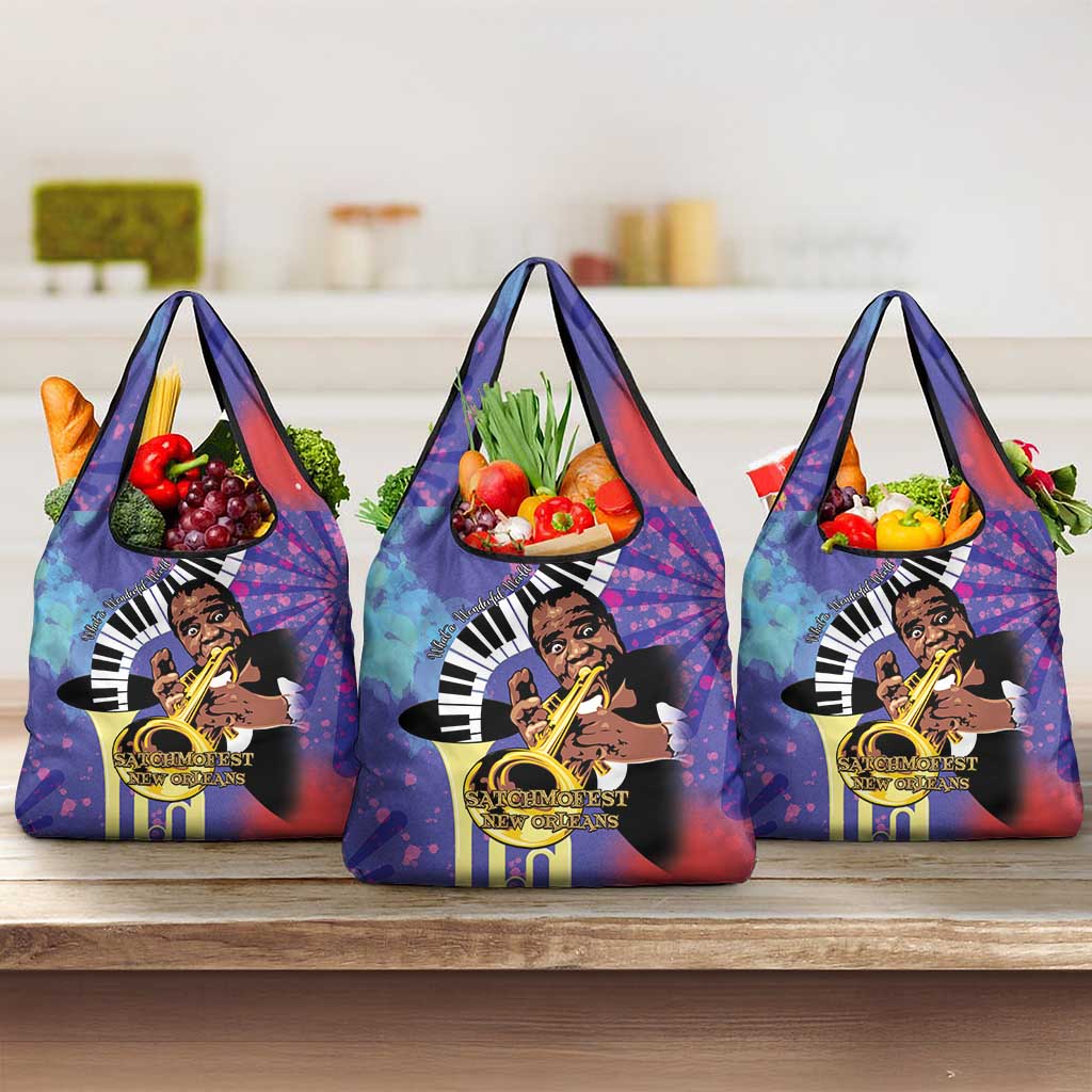 Satchmofest What a Wonderful World Grocery Bag King Of Jazz SummerFest - African Pride