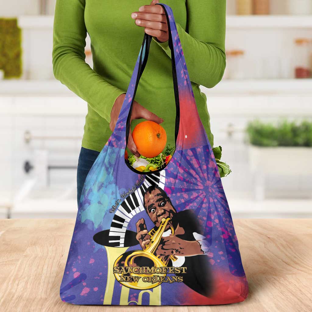 Satchmofest What a Wonderful World Grocery Bag King Of Jazz SummerFest - African Pride