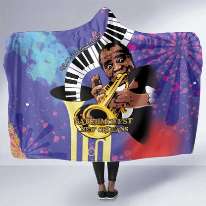 Satchmofest What a Wonderful World Hooded Blanket King Of Jazz SummerFest - African Pride