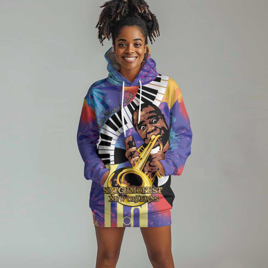 Satchmofest What a Wonderful World Hoodie Dress King Of Jazz SummerFest - African Pride