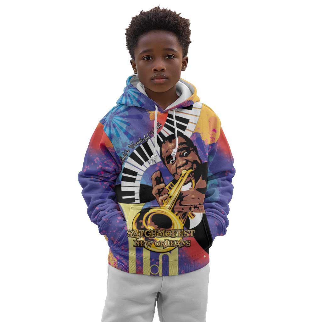 Satchmofest What a Wonderful World Kid Hoodie King Of Jazz SummerFest - African Pride