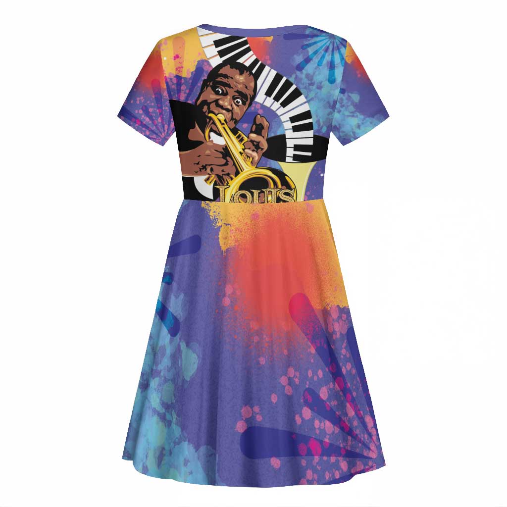 Satchmofest What a Wonderful World Kid Short Sleeve Dress King Of Jazz SummerFest - African Pride