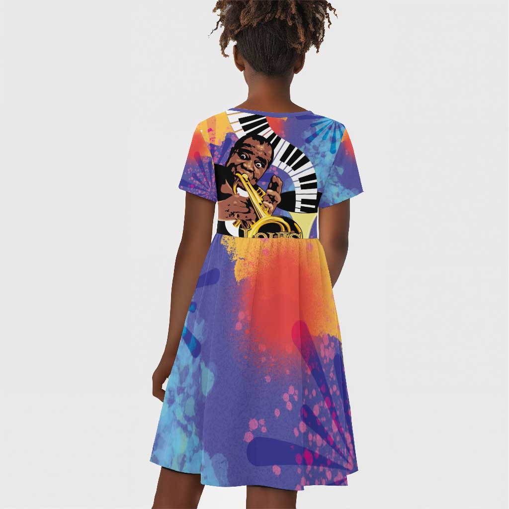 Satchmofest What a Wonderful World Kid Short Sleeve Dress King Of Jazz SummerFest - African Pride