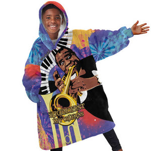 Satchmofest What a Wonderful World Kid Wearable Blanket Hoodie King Of Jazz SummerFest - African Pride