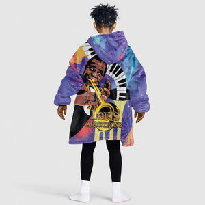 Satchmofest What a Wonderful World Kid Wearable Blanket Hoodie King Of Jazz SummerFest - African Pride