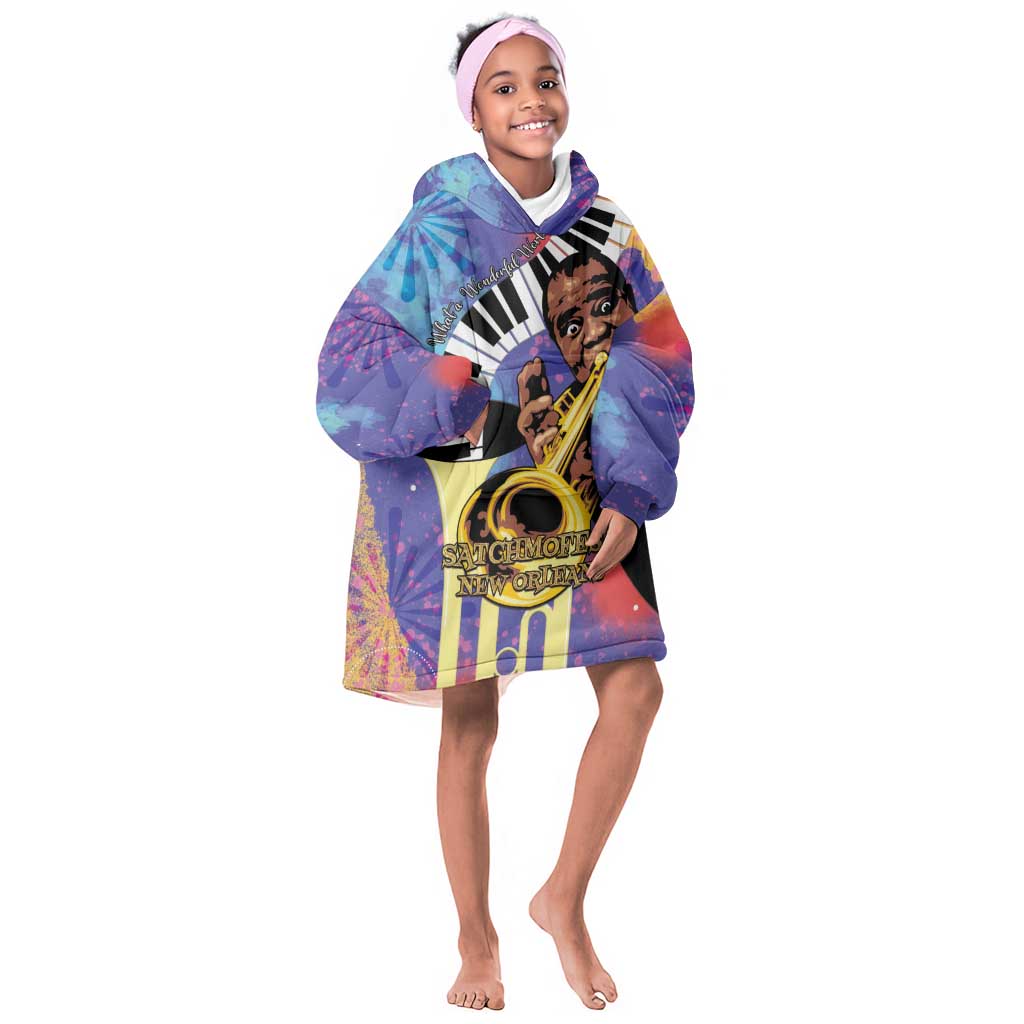 Satchmofest What a Wonderful World Kid Wearable Blanket Hoodie King Of Jazz SummerFest - African Pride