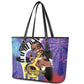 Satchmofest What a Wonderful World Leather Tote Bag King Of Jazz SummerFest - African Pride