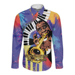 Satchmofest What a Wonderful World Long Sleeve Button Shirt King Of Jazz SummerFest - African Pride